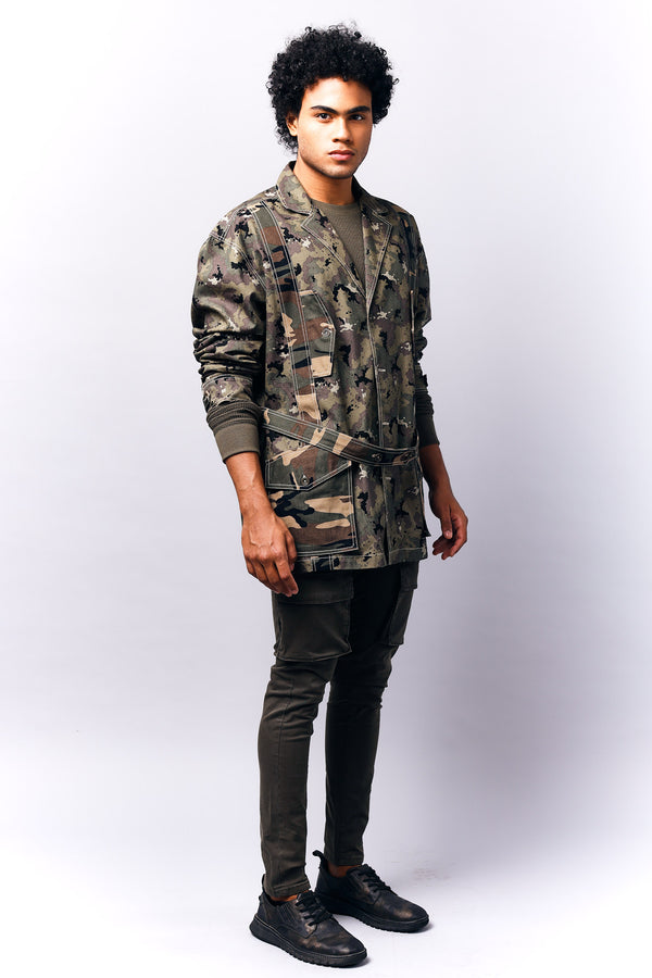Cargo Shacket Camouflage Print | Oversized Denim Shacket | Mens fashion | Mens wear | Mens denim | Shackets for men | Oversized denim for men  | Black denim  