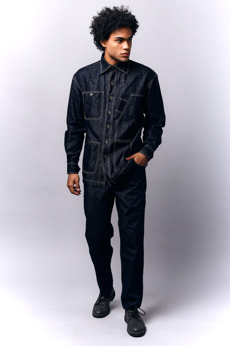 Cargo Shacket Camouflage Print | Oversized Denim Shacket | Mens fashion | Mens wear | Mens denim | Shackets for men | Oversized denim for men  | Black denim  