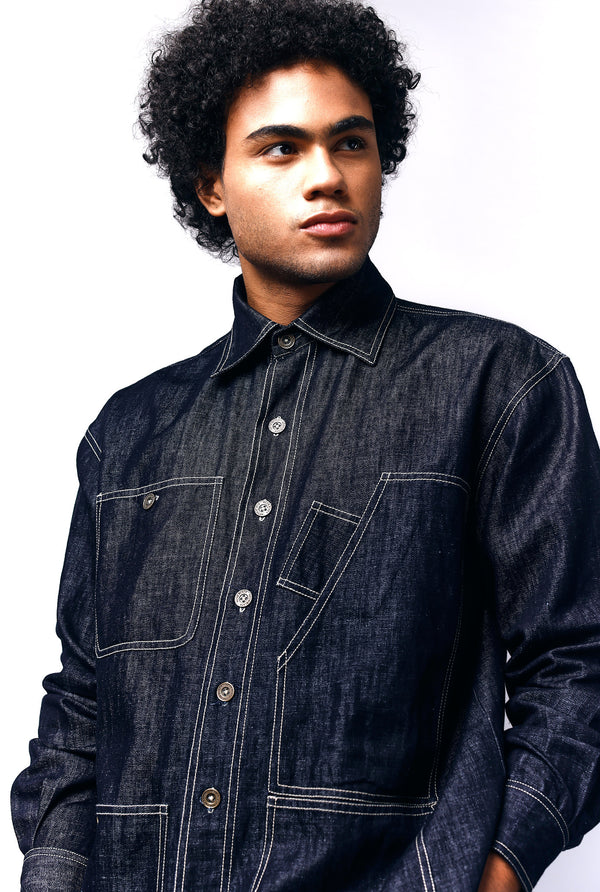 Cargo Shacket Camouflage Print | Oversized Denim Shacket | Mens fashion | Mens wear | Mens denim | Shackets for men | Oversized denim for men  | Black denim  