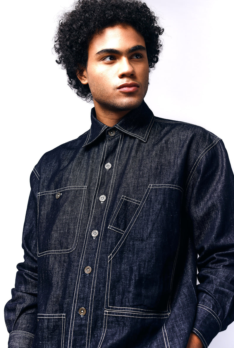 Cargo Shacket Camouflage Print | Oversized Denim Shacket | Mens fashion | Mens wear | Mens denim | Shackets for men | Oversized denim for men  | Black denim  