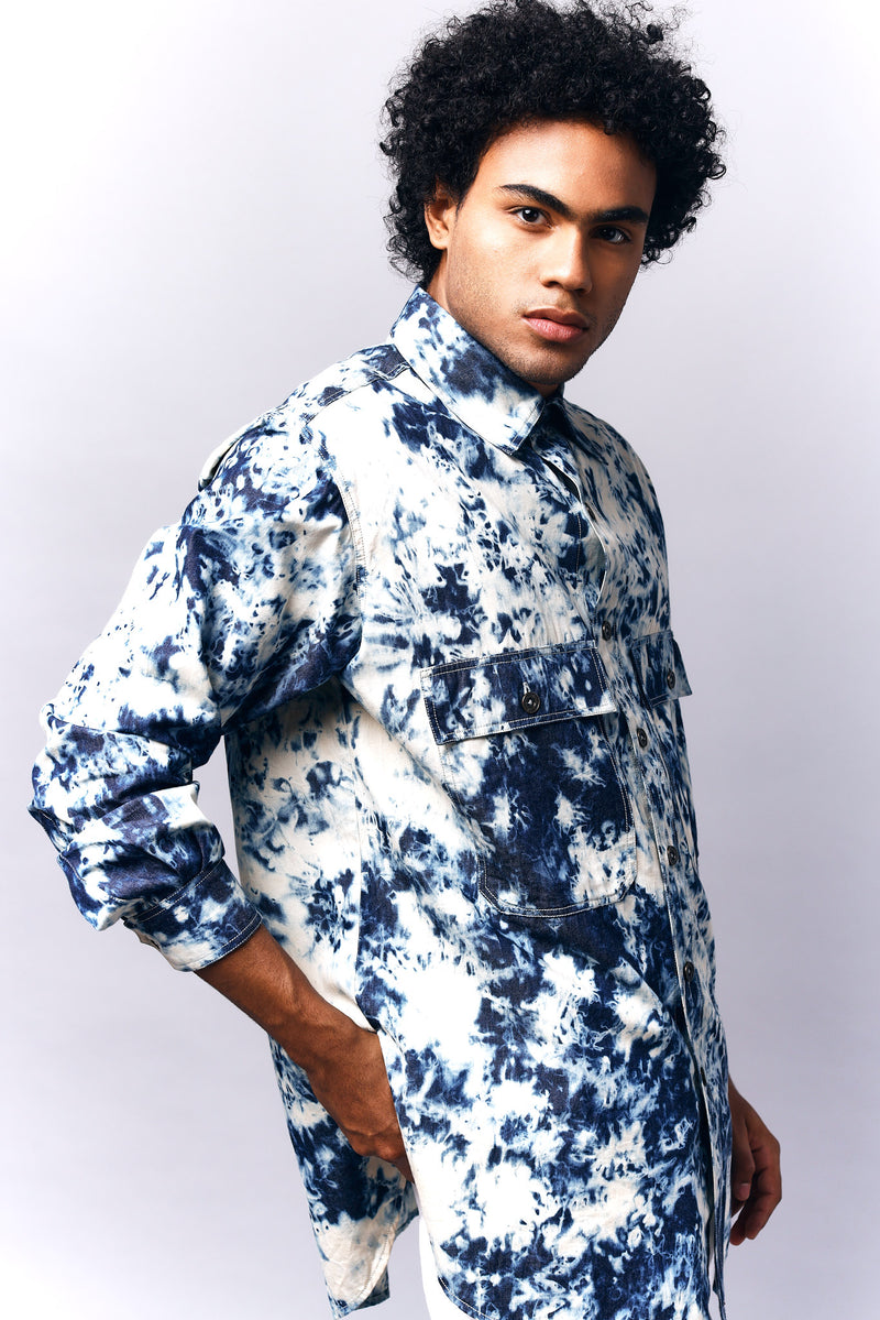 Distress Camouflage Sweatshirt | Cargo Shacket Camouflage Print | Oversized Denim Shacket | Mens fashion | Mens wear | Mens denim | Shackets for men |Denim Long Shirt | Oversized denim for men  | Black denim  
